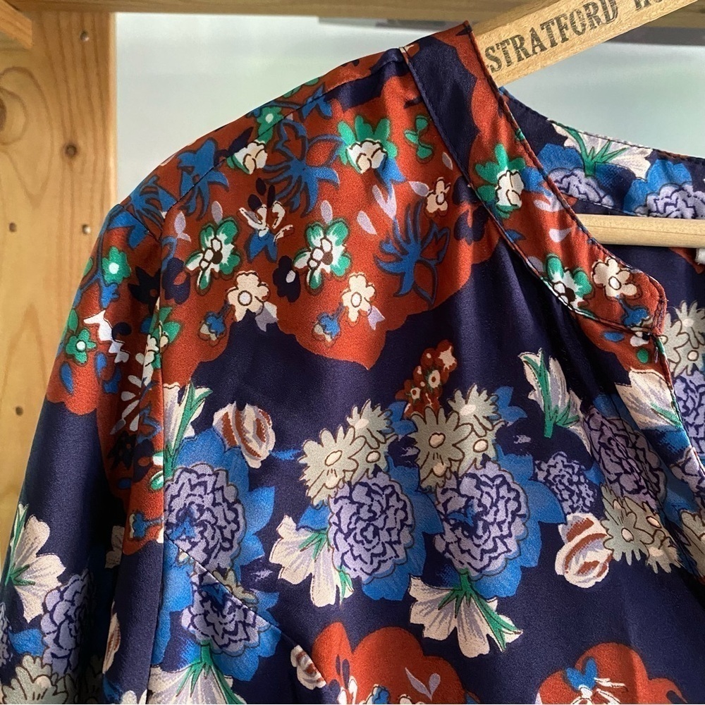 Anthropologie Raga Blue Floral Button Down Midi Shirt Dress 1X - Picture 7 of 16